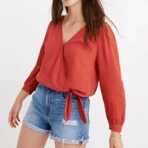 MADEWELL Wrap Top Red Size Medium